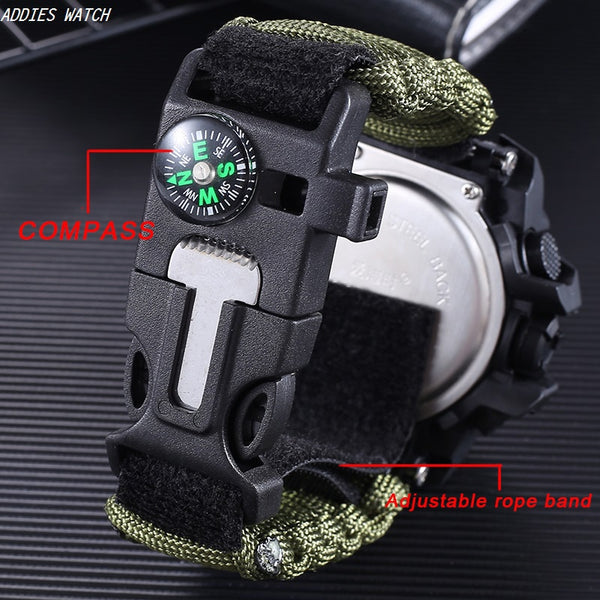 LED Military Watch with compass 30M Waterproof men's Sports Watch Men Sport Watch Shock Sport Watches Electronic Wristwatches - Brite