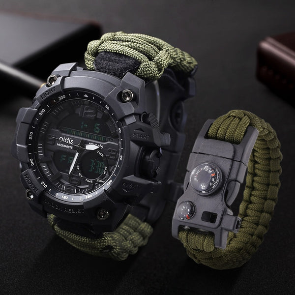 LED Military Watch with compass 30M Waterproof men's Sports Watch Men Sport Watch Shock Sport Watches Electronic Wristwatches - Brite