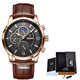 LIGE Men Watches 2022 New Fashion Leather Waterproof  Luxury +box - Brite